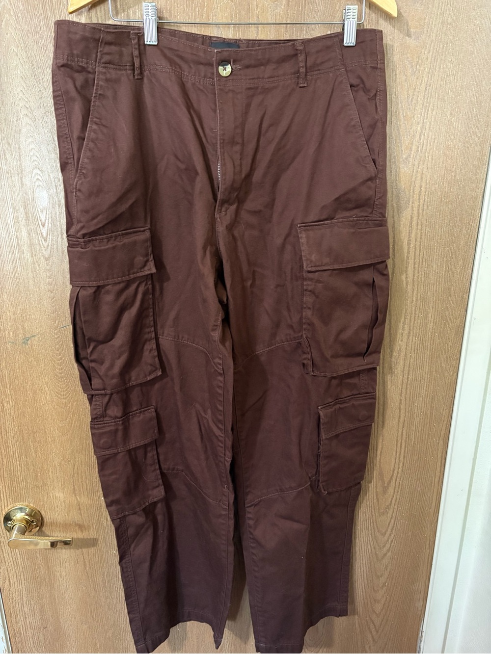 H&M Men's Cargo Pants in Dark Brown - Multi-Pocket Utility